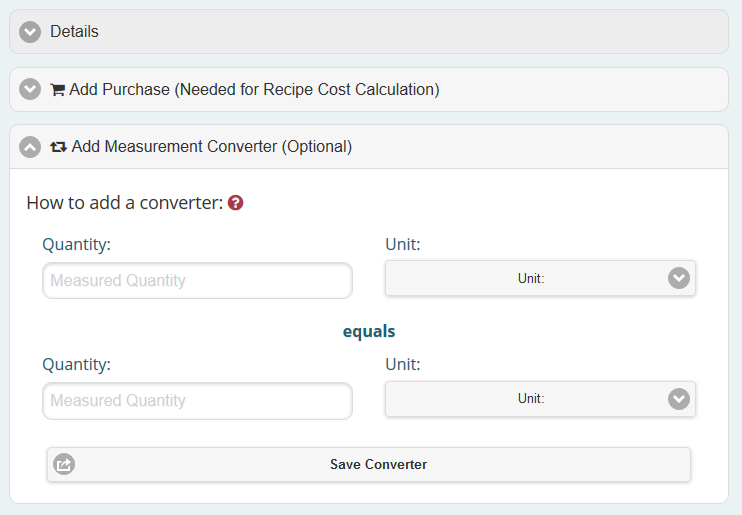 Add a converter to use different types of measurements on your recipes.